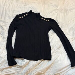 Generation Love Black Blouse with Button Accents